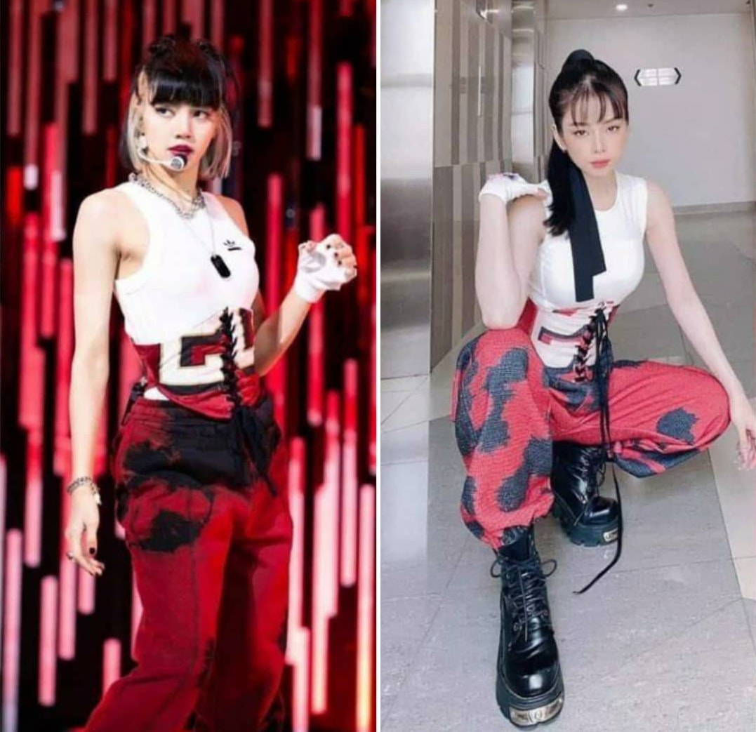 Dù trang phục của Lisa được kết hợp từ nhiều nhãn hiệu khác nhau nhưng với cách phối giống như đúc, Mie vẫn bị cho là 'lười' sáng tạo. Ảnh: Facebook
