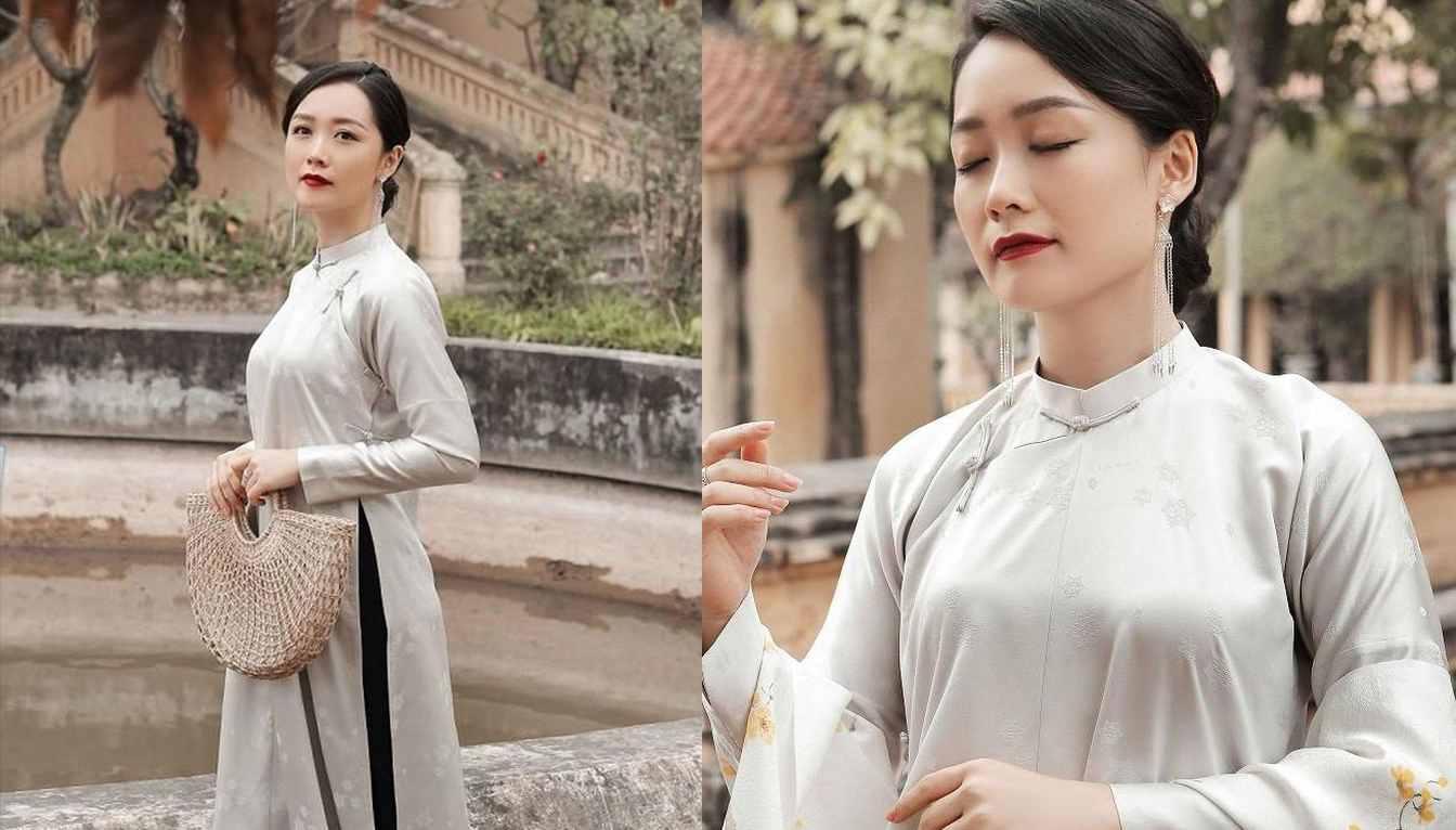 BTV Thu Hà sang trọng và đài các với áo dài cổ truyền trong những ngày cận Tết Nhâm Dần