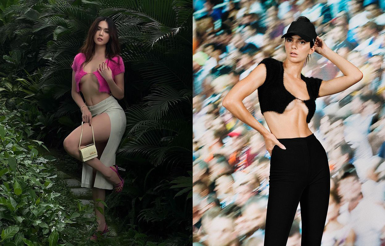 Cùng diện áo hiệu Jacquemus, Kendall Jenner vừa “lăng xê” là Ngọc Trinh lập tức có ngay.
