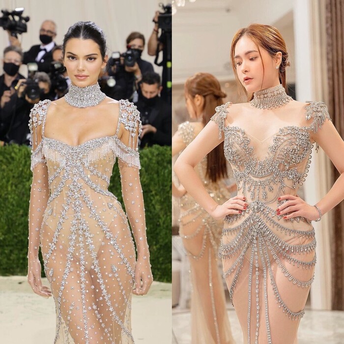 Đặt cạnh 2 mẫu váy, bạn có cho rằng Đoàn Di Băng đạo nhái váy của Kendall Jenner?