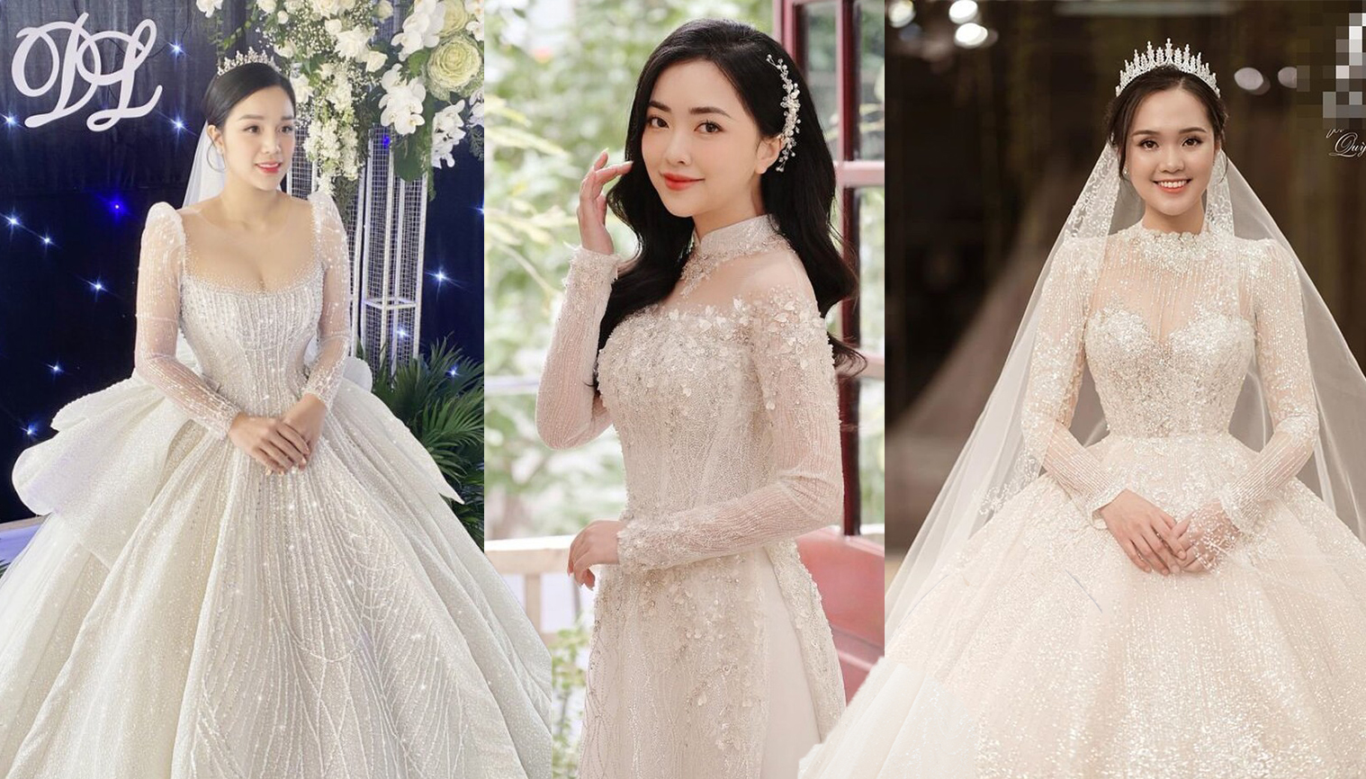 Mấy ai được như vợ cầu thủ Việt: Diện váy cưới cả tỉ đồng, toàn hàng đặt may riêng có 1 không 2