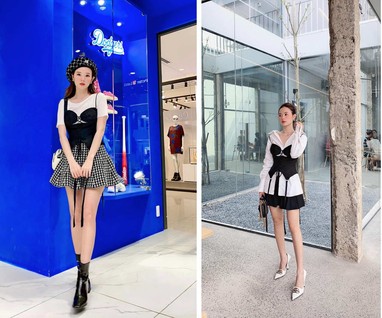 Midu thời thượng với 2 outfit khác nhau dùng chung một chiếc corset. Để mặc lại đồ cũ mà lúc nào nhìn cũng mới, item bạn lựa chọn nên có sự trung tính, có khả năng mix&match đa dạng hơn.
