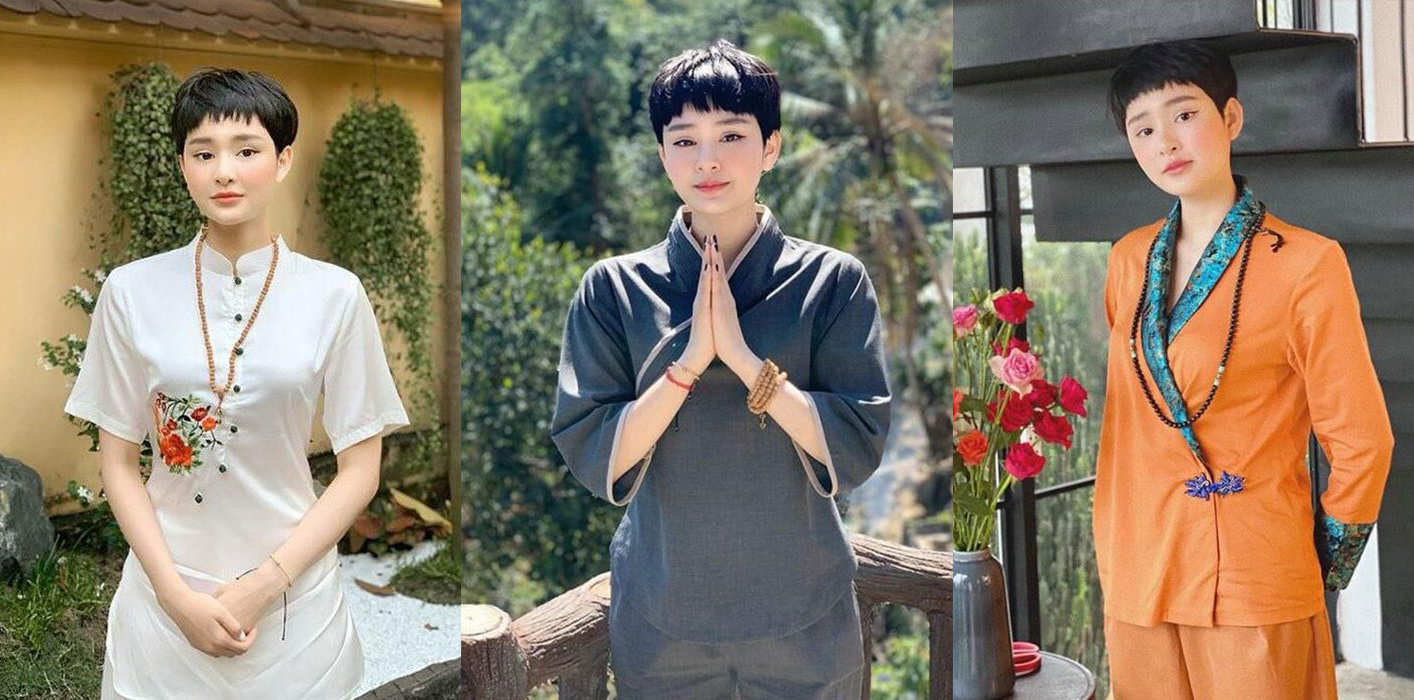 Ngoài trang phục golf, Hiền Hồ còn có BST đồ lam đi chùa nhưng lại gây khó chịu với một chi tiết