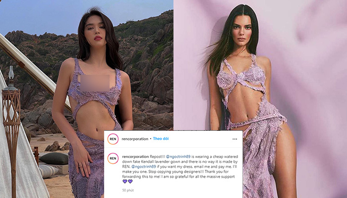 Ngọc Trinh bị NTK nước ngoài tố đạo nhái chiếc váy may riêng cho Kendall Jenner