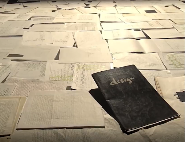Nghệ nhân người Nhật ghi chú lại tất cả những kỹ thuật dệt vải trong một cuốn sổ tay.