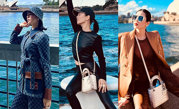 Thời trang Lệ Quyên khi vi vu trời Úc: Khoe túi 700 triệu, đồ hiệu "dát" kín người