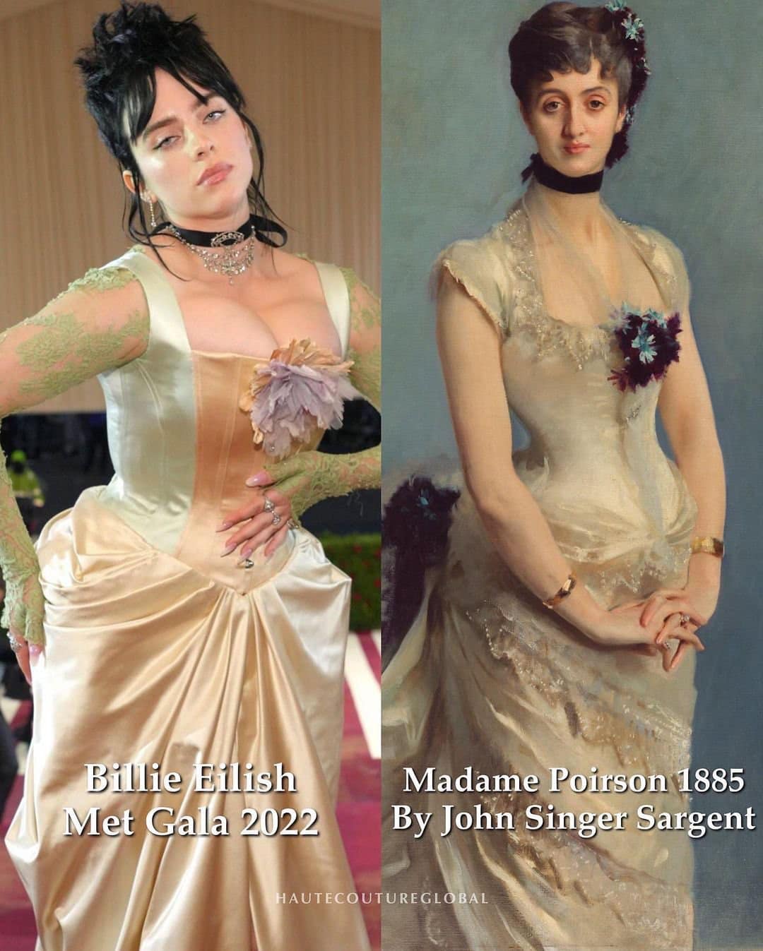 Nữ ca sĩ sinh năm 2000 mang đến hình ảnh gợi cảm và hiện đại hơn, thiết kế corset tôn dáng và tôn vinh vòng 1 ấn tượng của Billie.