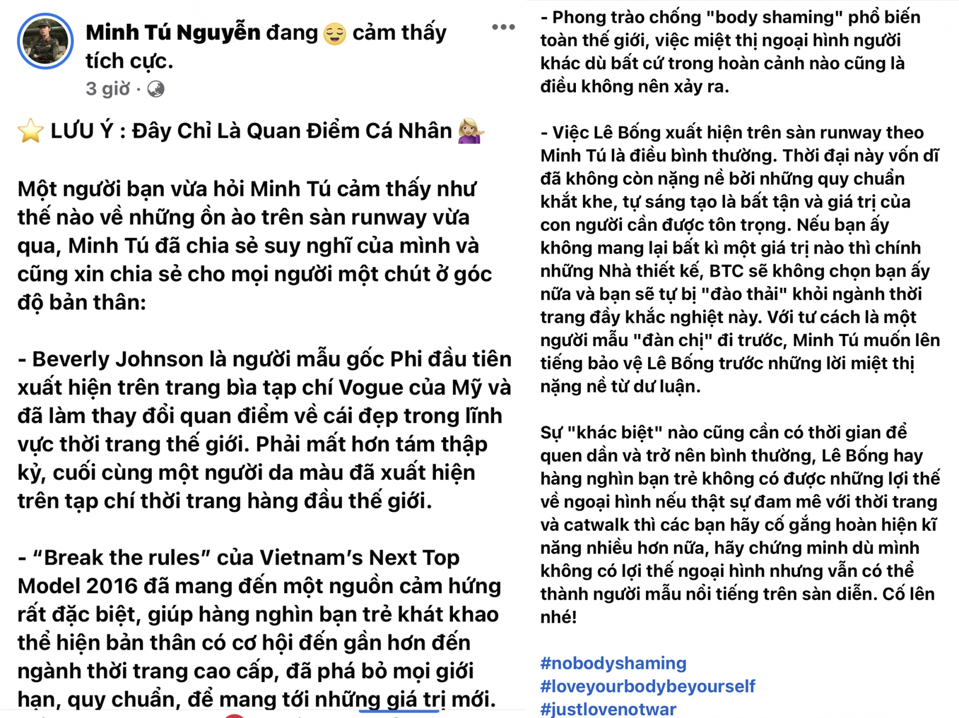 Fan đòi quay lưng vì Minh Tú lên tiếng bênh vực Lê Bống trong Tuần Lễ Thời Trang Việt Nam 2022 - Ảnh 1