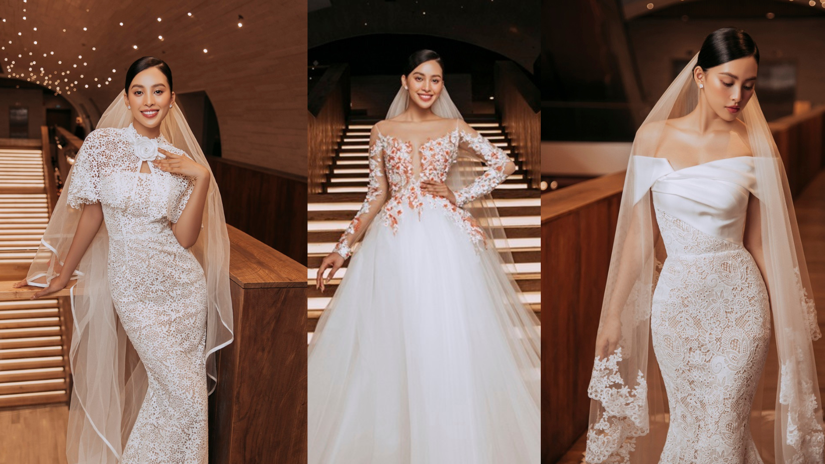 Với vẻ đẹp vươn tầm quốc tế, Tiểu Vy hoàn toàn có thể làm chủ được thần thái của mình đối với từng thiết kế váy cưới.