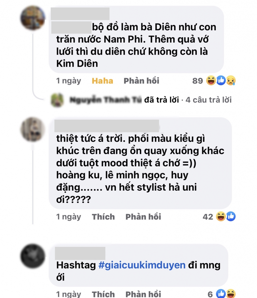 Cộng đồng fan tại Việt Nam phản ứng dữ dội trước tư duy mix&match của Trần Đạt dành cho Kim Duyên, yêu cầu anh không nên phối đồ cho hoa hậu nữa.