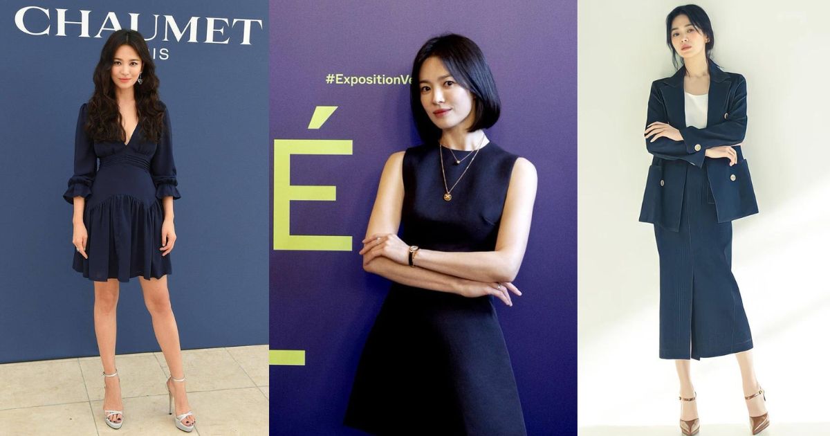 Song Hye Kyo thiên vị trang phục màu xanh navy