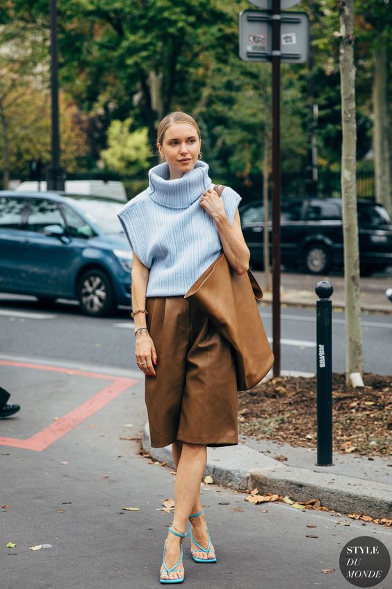 Mặc bermuda vải da sành điệu như fashionista thế giới - Ảnh 12