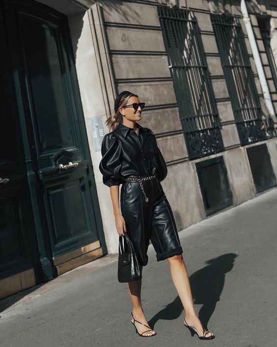 Mặc bermuda vải da sành điệu như fashionista thế giới - Ảnh 7