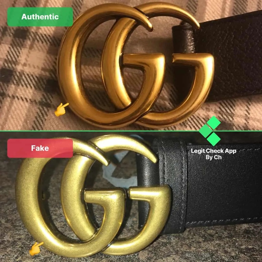 Phần chữ 'GG' trên một chiếc thắt lưng Gucci chính hãng thường có màu sắc rõ nét.
