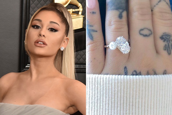 Ariana Grande 'báo hỷ' trên trang cá nhân kèm bức ảnh chiếc nhẫn đính hôn.