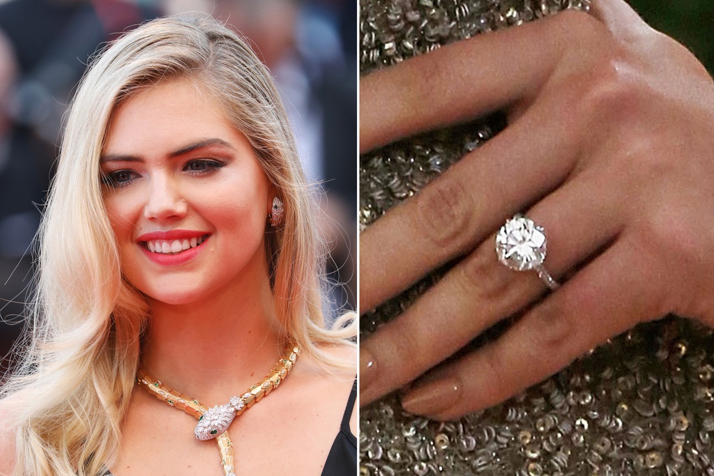 Kate Upton được bạn trai cầu hôn với chiếc nhẫn kim cương đính đá quý trị giá 1.5 triệu USD.