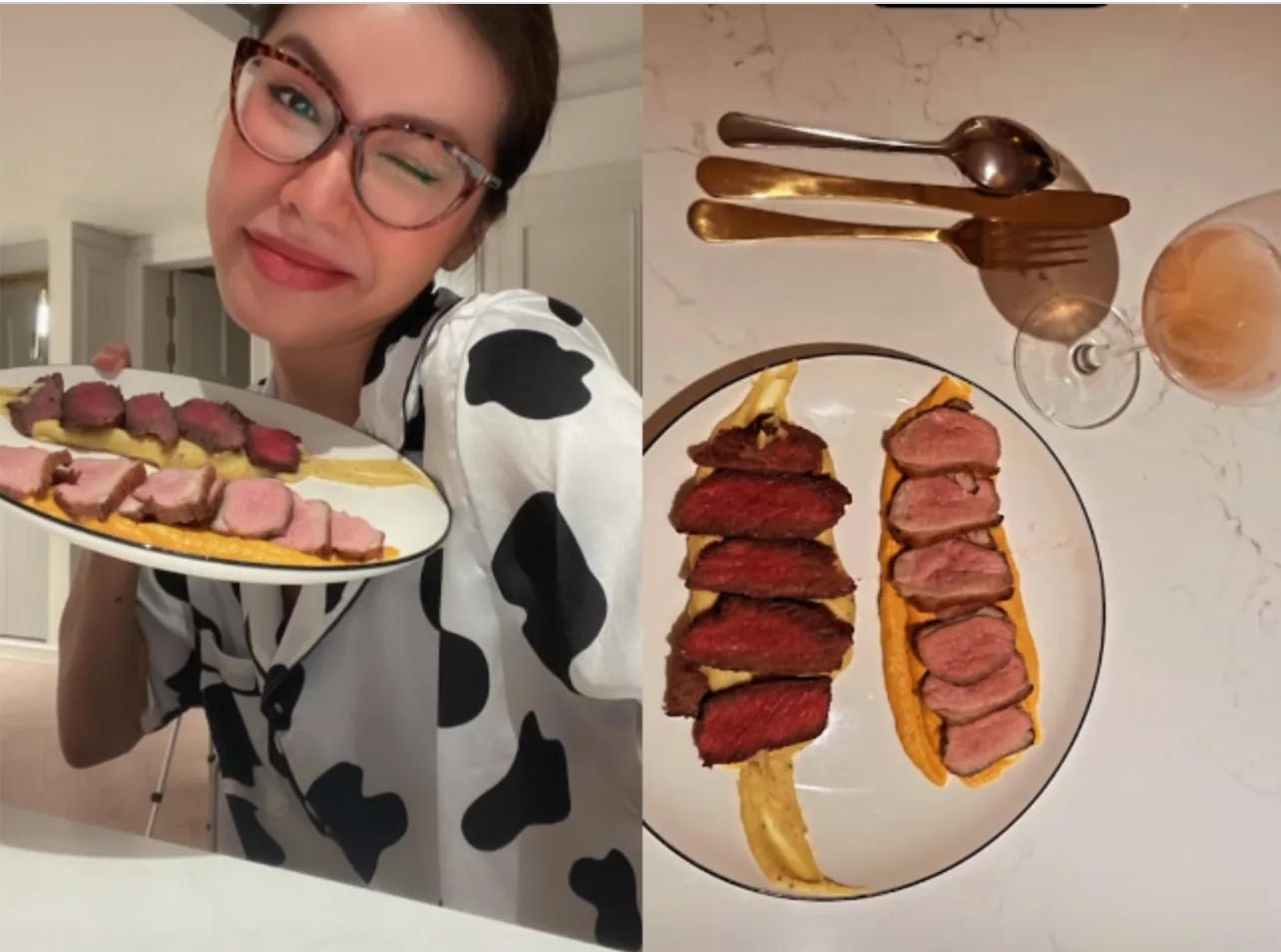 Minh Tú khoe beefsteak, tự khen mình giỏi, Thiều Bảo Trâm ăn mì ly đầy đạm