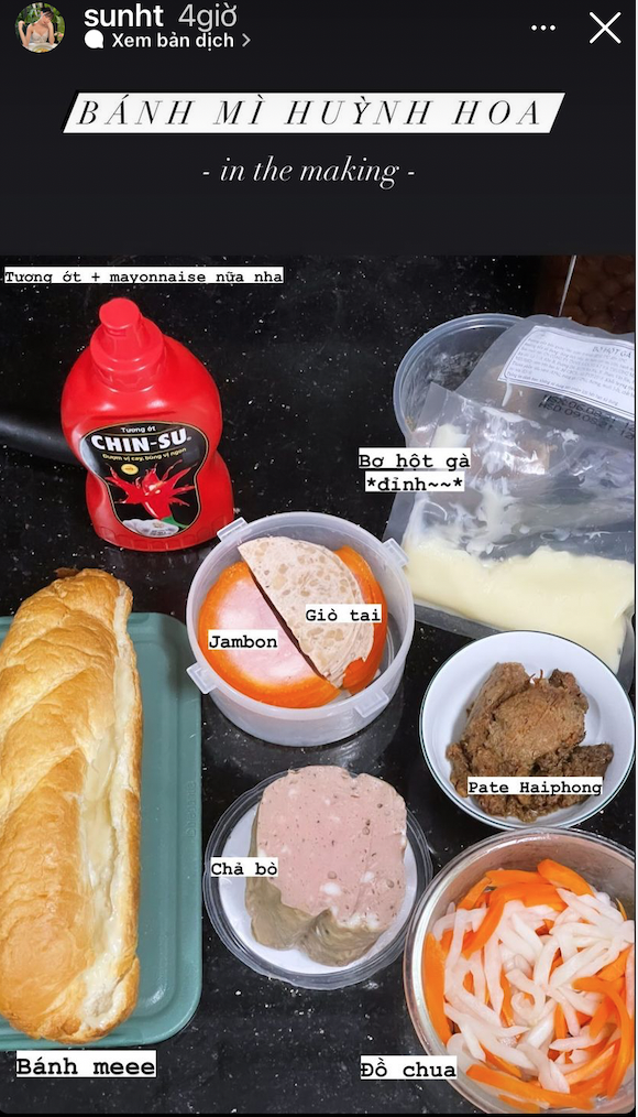 Chất lượng của bánh mì Huỳnh Hoa phiên bản Sun Ht có vẻ không kém 'phiên bản real' là mấy với nhiều loại topping hấp dẫn như pate, chả bò, jambon, giò tai...