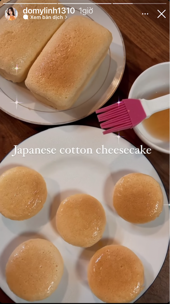 ... và sau đó là đến lượt Đỗ Mỹ Linh khoe tài làm bánh Japanese cotton cheesecake.