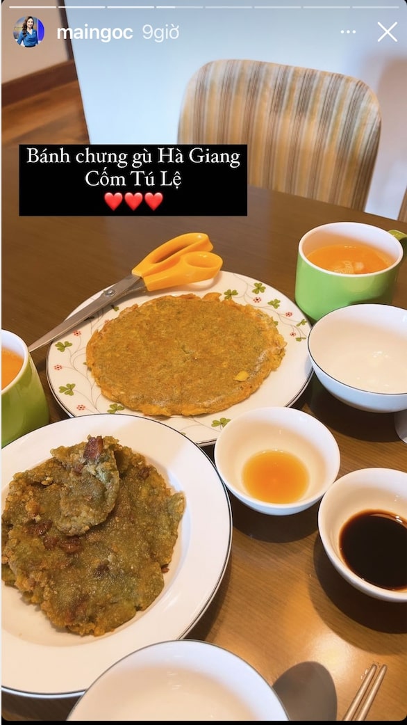 Cặp đôi bánh chưng gù Hà Giang và cốm Tú Lệ là những món ngon xuất hiện trên bàn ăn nhà MC Mai Ngọc hôm nay.