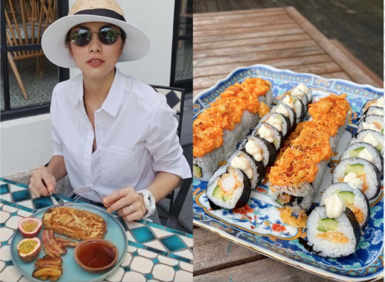 Hà Tăng làm sushi đãi các con, Thanh Hằng ăn trưa thịnh soạn cho bõ công dậy từ 6 giờ