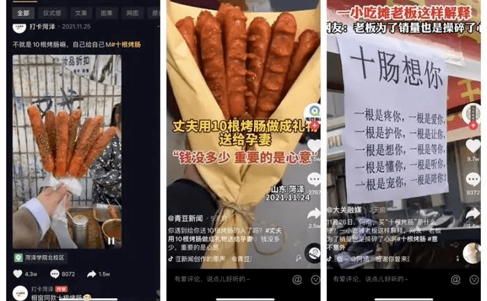 Trào lưu “10 chiếc xúc xích mùa đông” đang hot trên mạng xã hội Trung Quốc. Ảnh: Sohu.