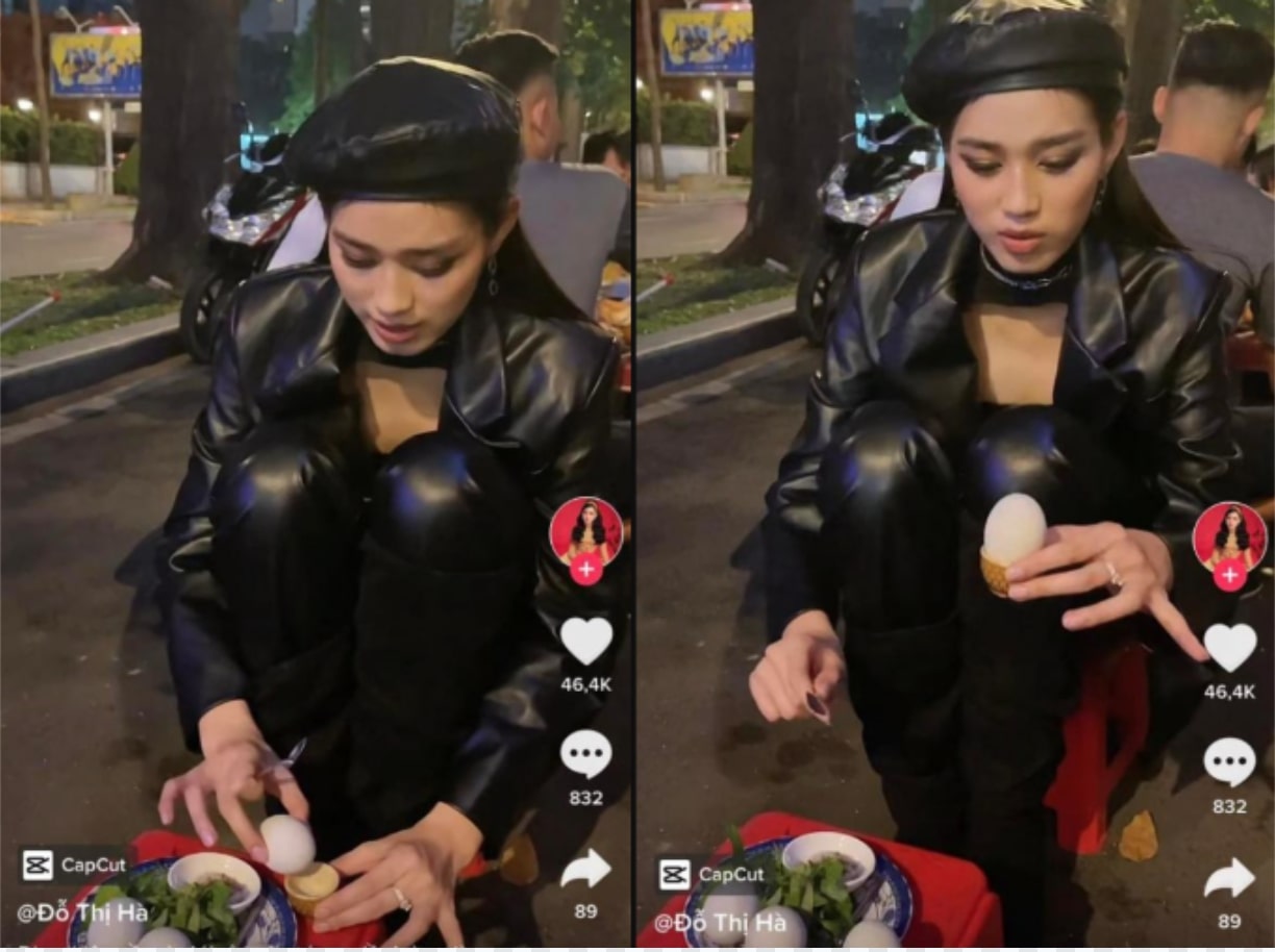 Hồn nhiên như Đỗ Thị Hà, lên đồ lấp lánh kiêu sa vẫn ngồi bệt vỉa hè ăn quà