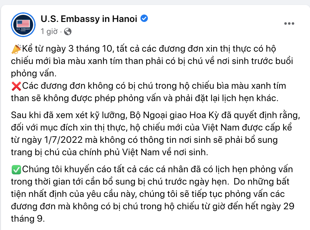 Điều cần biết khi phỏng vấn visa Mỹ bằng hộ chiếu mới bìa màu xanh tím than của Việt Nam - Ảnh 2