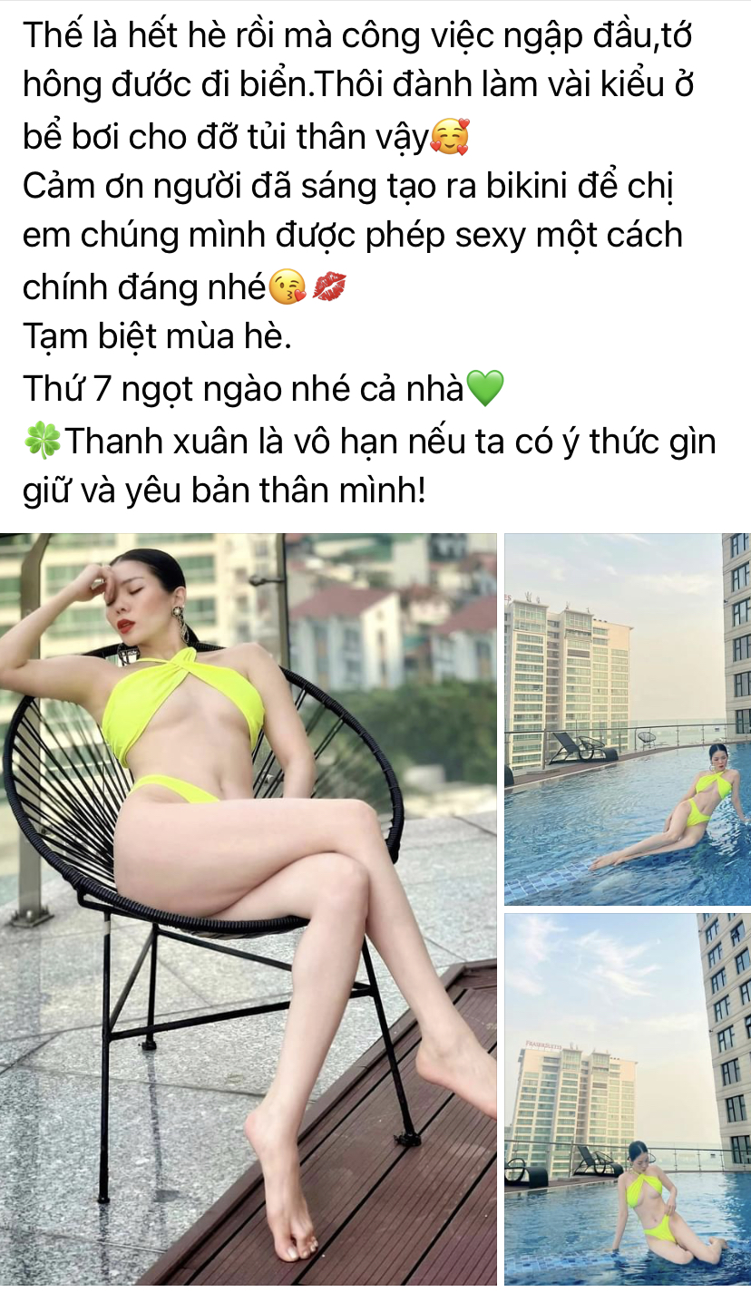 Lệ Quyên khoe dáng nuột nà bên bể bơi vì “công việc ngập đầu không được đi biển” - Ảnh 4