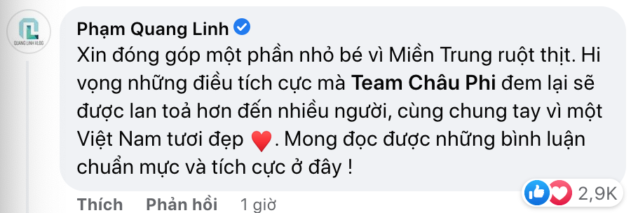 Quang Linh Vlogs ủng hộ đồng bào miền Trung 200 triệu đồng từ hoạt động kinh doanh cá nhân - Ảnh 1