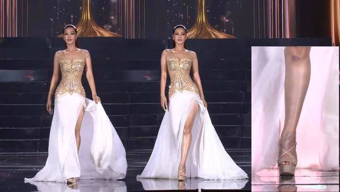 Hoa hậu Đoàn Thiên Ân khiến khán giả xót xa khi để lộ đôi chân bị thương bầm dập vì catwalk - Ảnh 1