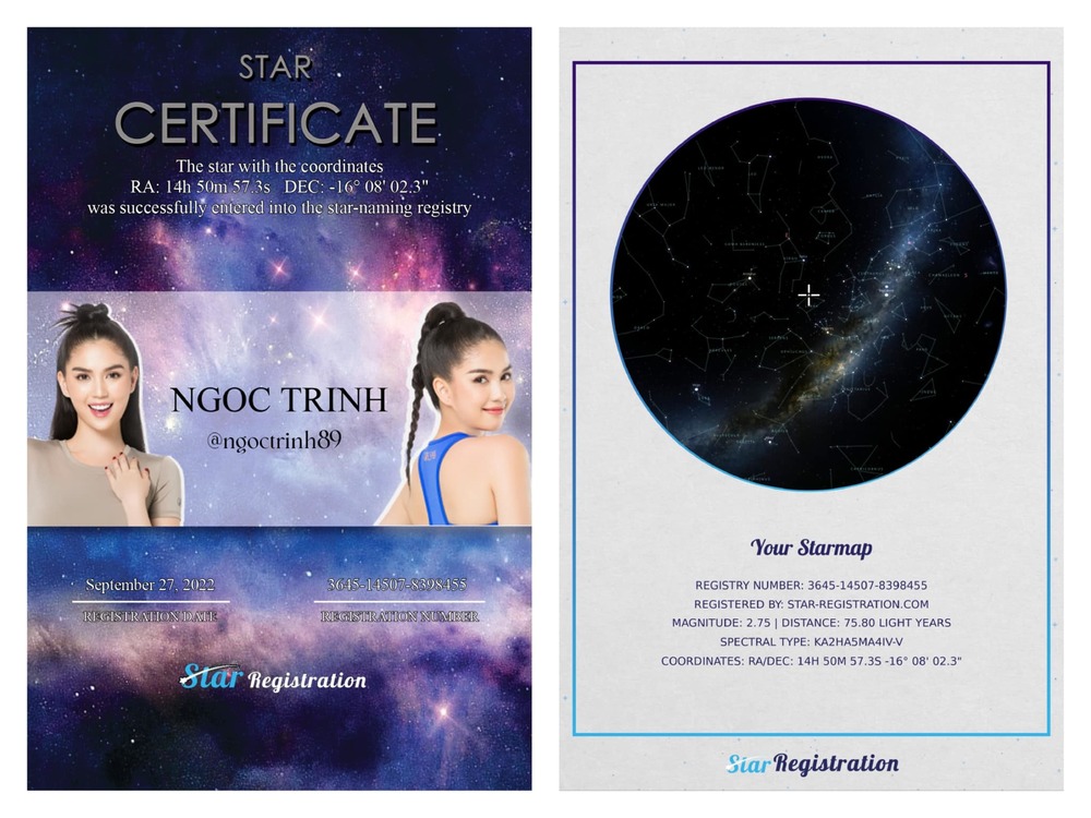 Fan Ngọc Trinh “chơi lớn” khi tặng hẳn một ngôi sao trên trời mừng sinh nhật thần tượng - Ảnh 1