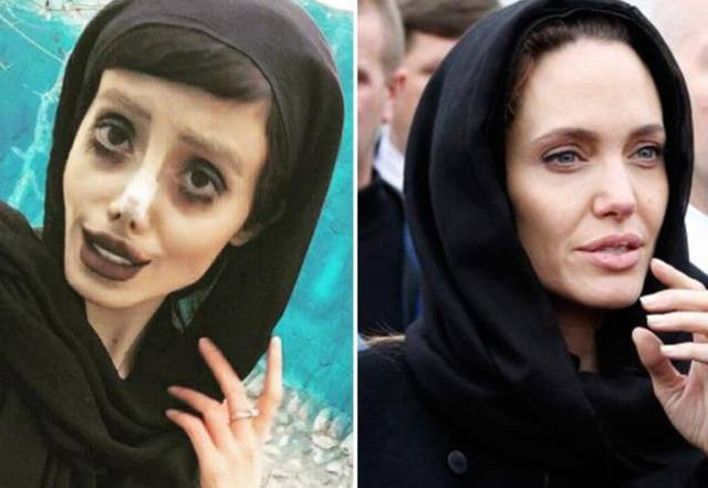 Sahar Tabar (bên trái) và ngôi sao Hollywood Angelina Jolie (bên phải)