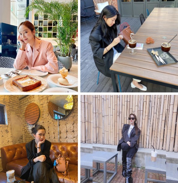 Các mỹ nhân Hàn thường chọn các trang phục đơn giản, thoải mái khi đi cà phê cùng bạn.