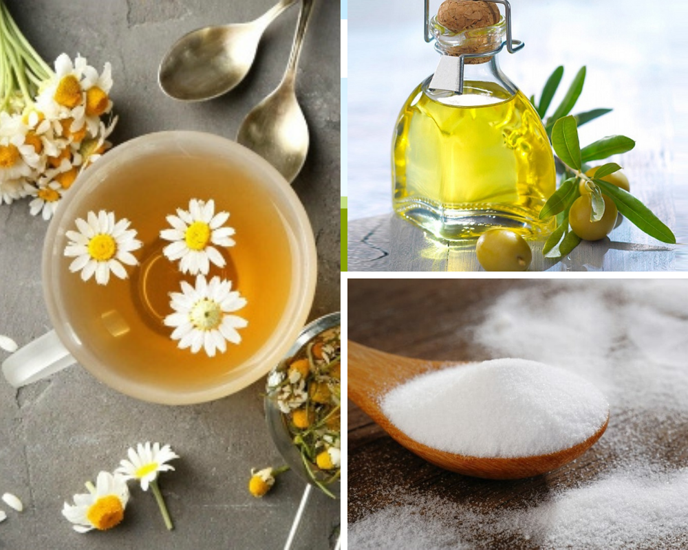 Mặt nạ hoa cúc và dầu ô liu giúp dưỡng ẩm, làm dịu da.
