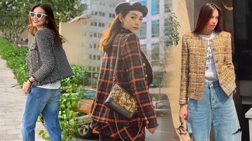 Áo khoác vải tweed quyến rũ nhiều sao Việt 