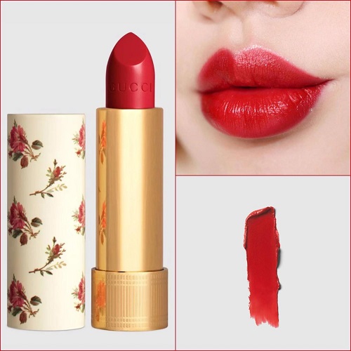 Gucci – Rouge à lèvres voile Lipstick màu 25 Goldie Red mang nhiều dưỡng, rất phù hợp cho mùa Thu Đông