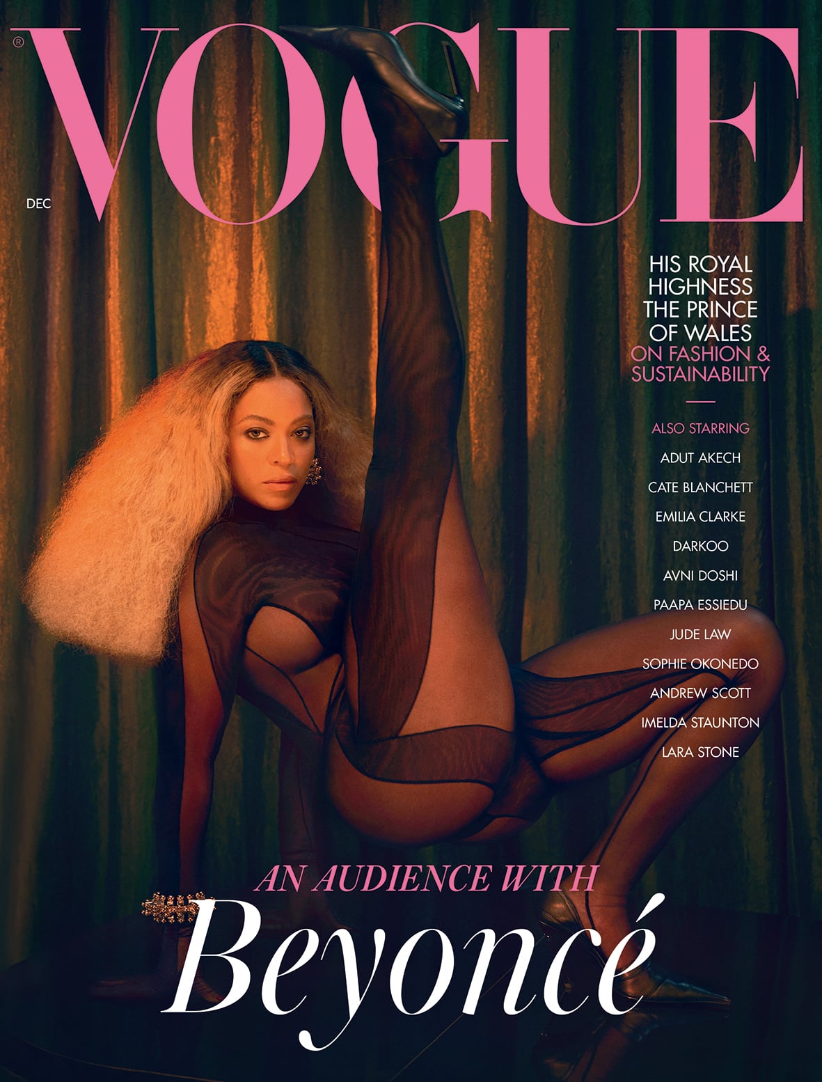 Beyoncé xuất hiện trong ấn phẩm tháng 12 của British Vogue. Tấm ảnh được chụp bởi nhiếp ảnh gia Kennedi Carter (21 tuổi), nhiếp ảnh gia trẻ tuổi nhất của Vogue