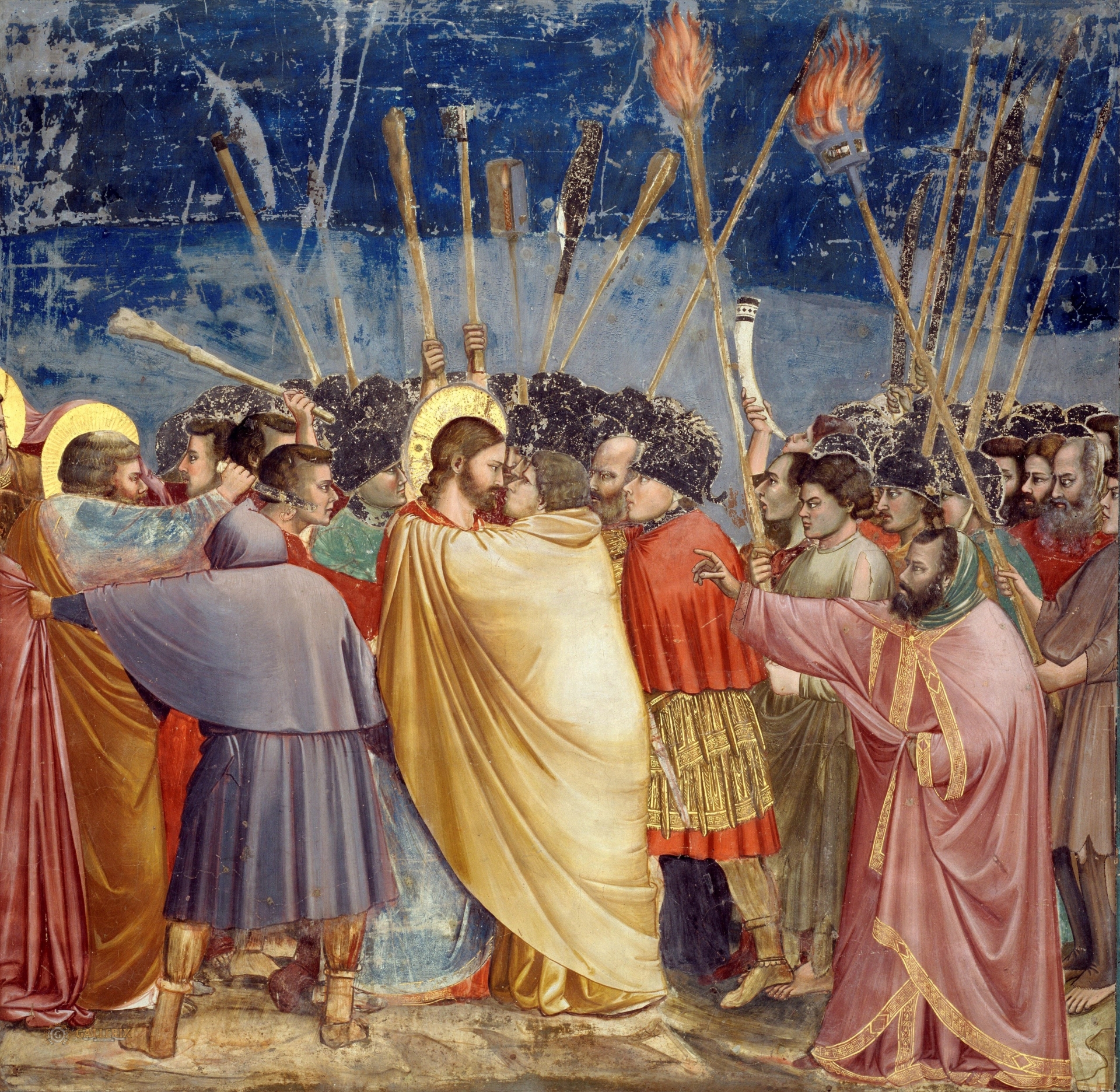 Kẻ phản chúa Judas mặc màu vàng nổi bật trong đám đông