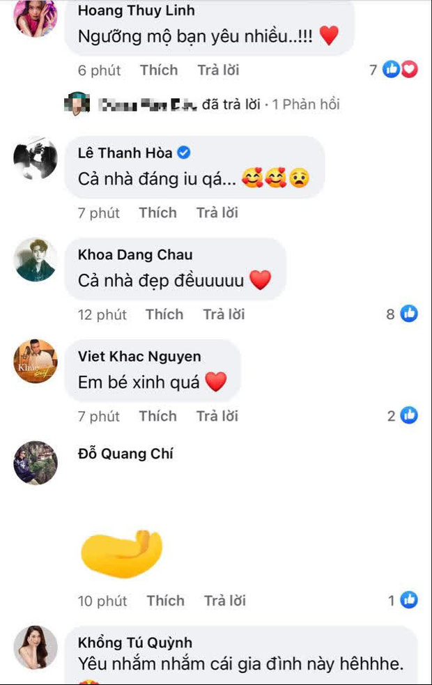 Hàng loạt sao Việt đã để lại những lời bình luận 'có cánh' về gia đình vàng của làng giải trí Việt
