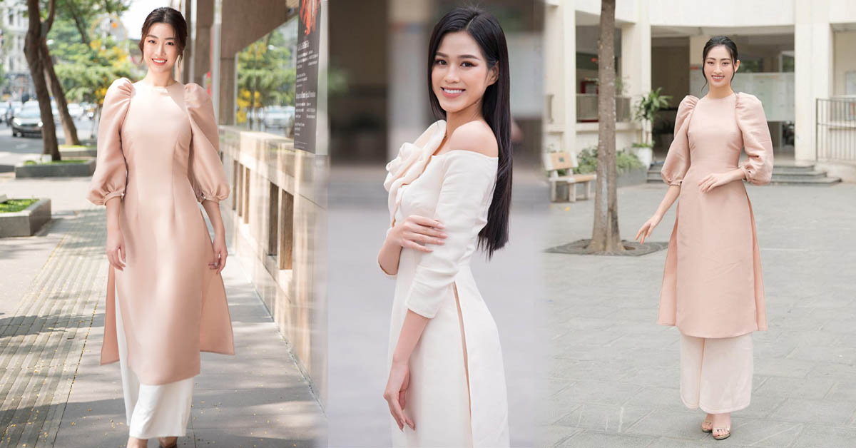 Đỗ Mỹ Linh, Đỗ Thị Hà và Lương Thùy Linh đọ dáng trong tà áo dài màu pastel