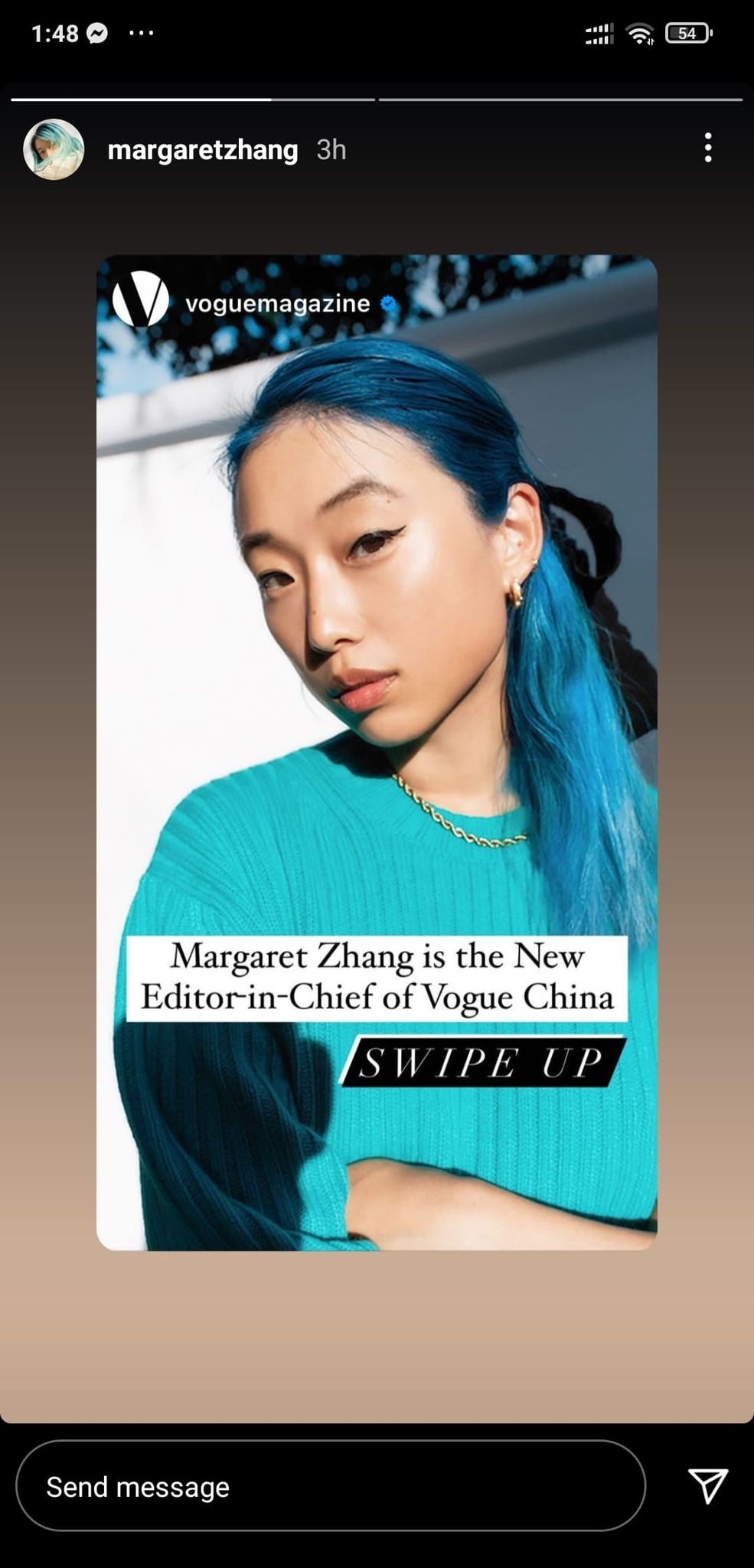 Zhang thì đáp lại bằng một story với thái độ gọi gì thì gọi chứ tôi vẫn là Tổng biên tập Vogue