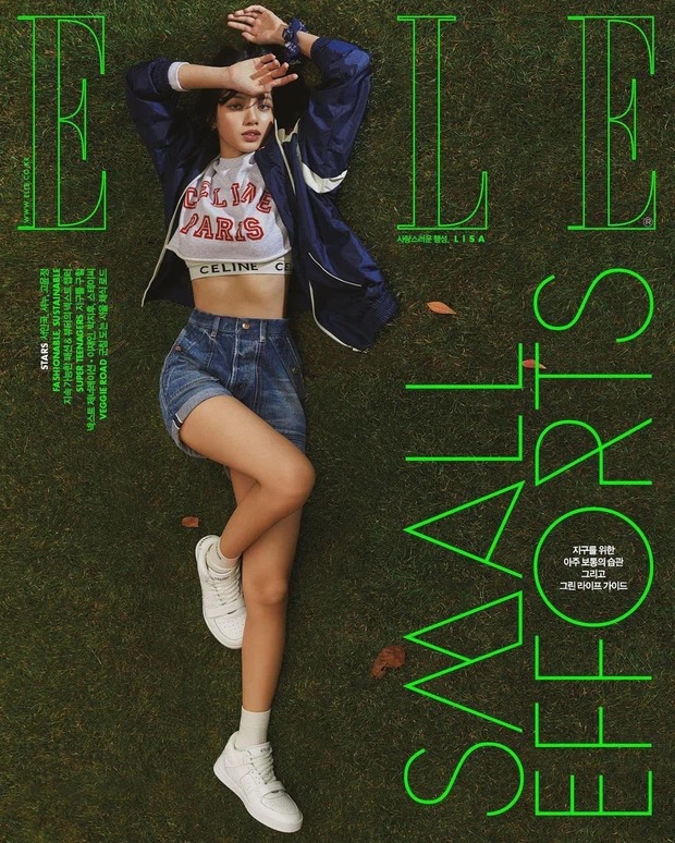 Búp bê Thái xuất hiện trên bìa tạp chí Elle Hàn Quốc số tháng 4 với một outfit đậm chất sporty chic.