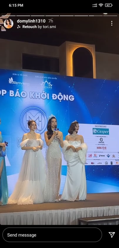 Story Instagram của Hoa hậu Đỗ Mỹ Linh phản ánh việc Tường San có ngoại hình mũm mĩm hơn rất nhiều so với Kiều Loan và Lương Thùy Linh.