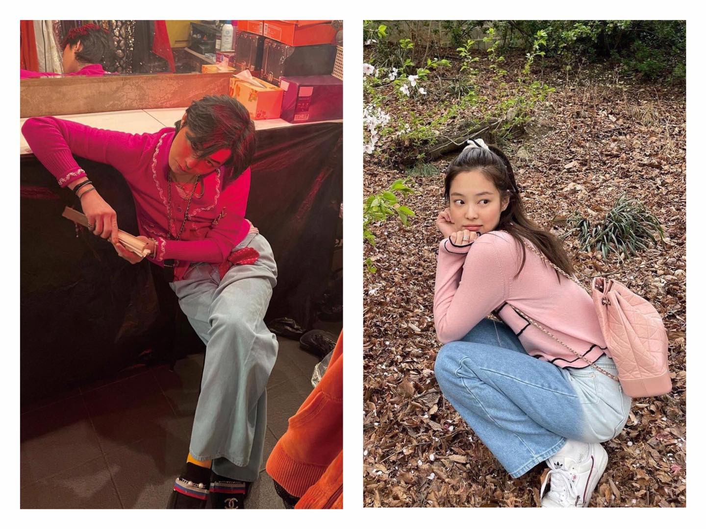 Trong nhiều shoot ảnh, G-Dragon mặc đồ y hệt với bạn gái Jennie