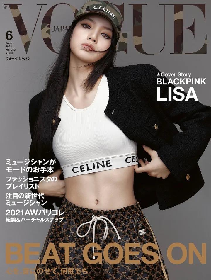 Lisa trở thành gương mặt trang bìa của Vogue Nhật Bản số tháng 6/2021. Cô nàng liên tục công phá nhưng tạp chí thời trang lớn của châu Á chỉ trong thời gian ngắn như Elle Hàn Quốc, Harper's Bazaar Trung Quốc
