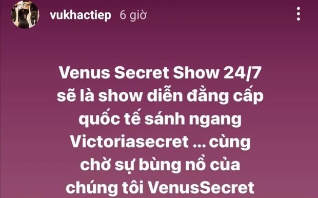 Vũ Khắc Tiệp rất tự tin về quy mô show diễn Venus