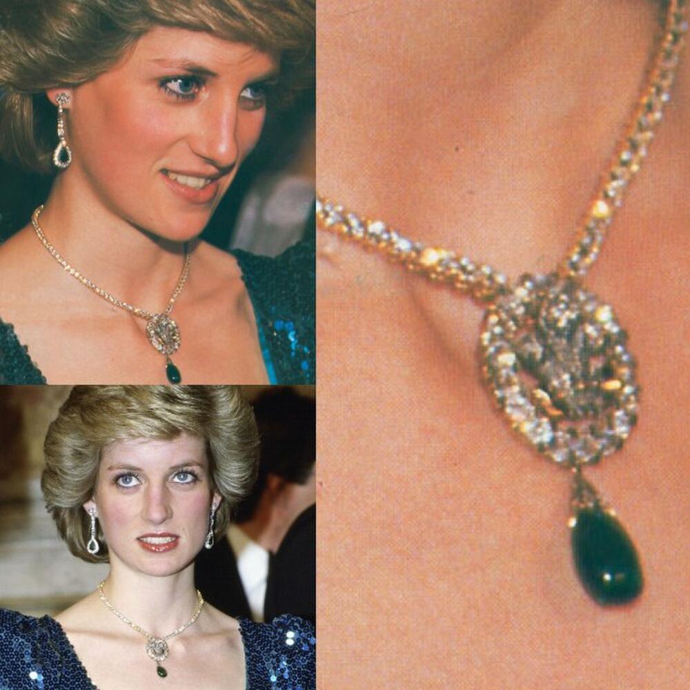 Thay vì đeo huy hiệu lên áo, công nương Diana đã biến nó thành vòng cổ.