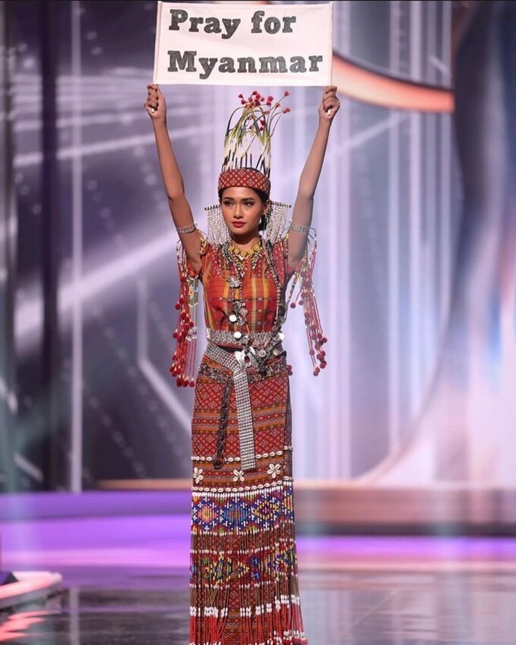 Hoa hậu Myanmar lan tỏa thông điệp kêu gọi hòa bình cho đất nước.