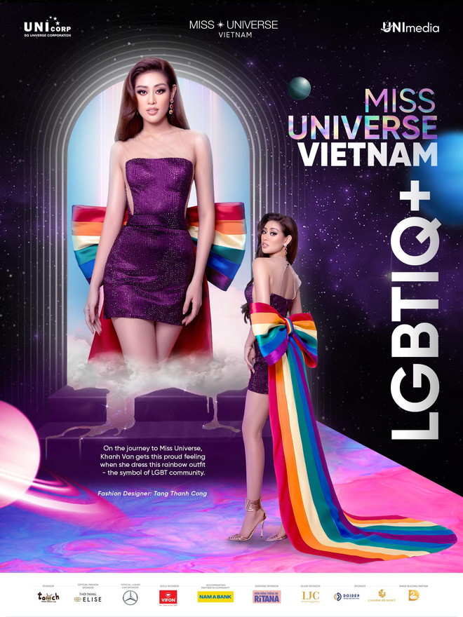Chiếc váy bày tỏ sự ủng hộ của Khánh Vân với cộng đồng LGBT.